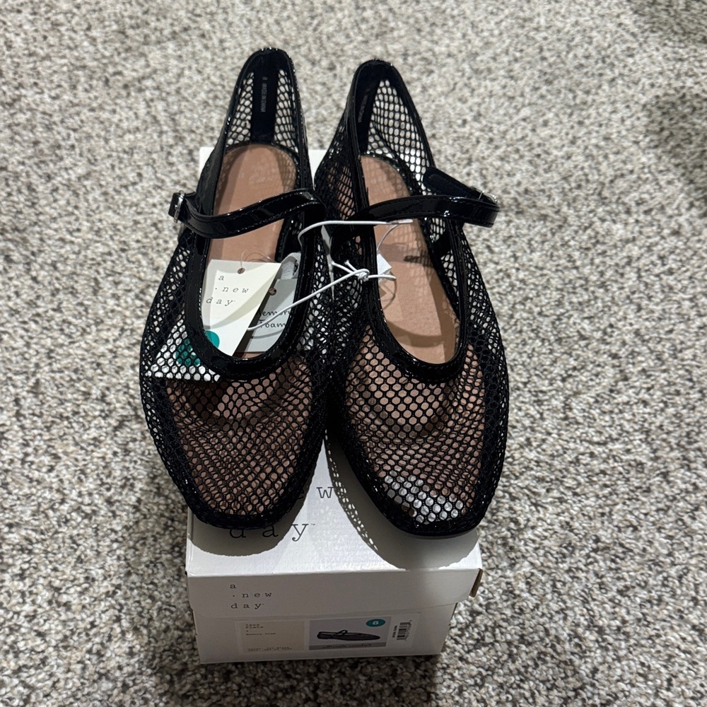 Black Mesh Mary Jane Flats - a new day